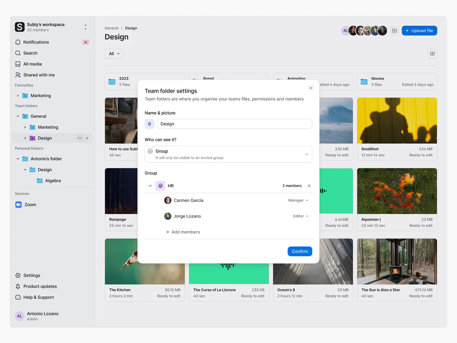 Folder settings access defaults